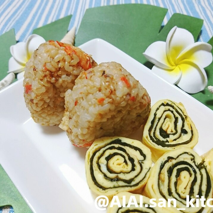 【玄米】カニ缶で簡単 蟹の炊き込みご飯